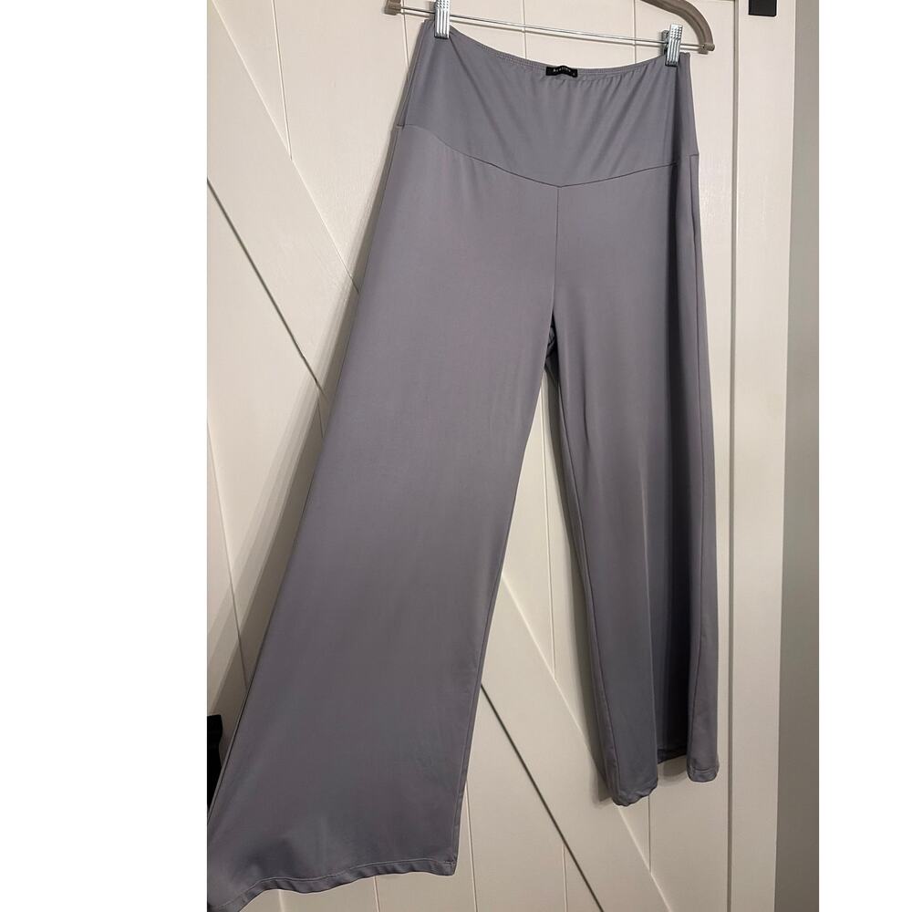 Arolina Womens Size L Gray Palazzo Pants Stretch Pull on Wide Leg Lounge Comfort